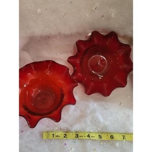 Blenko amberina ruffle dish set of 2